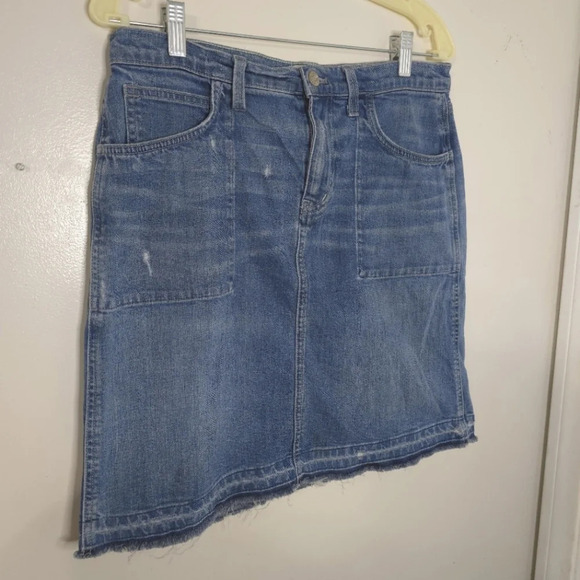 MADEWELL Distressed Denim Pencil Skirt, Released Hem, Cotton Spandex,  29 - Picture 3 of 16